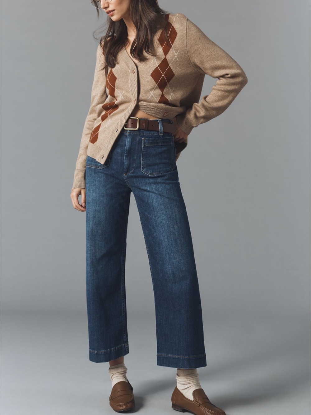 Maeve Dark Blue Wide Leg High-Rise Jeans